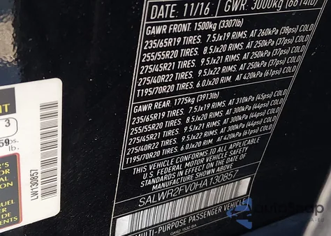 2017 Land Rover Range Rover Sport 3.0L V6 Supercharged Hse z USA, uszkodzony, nr VIN SALWR2FV0HA130857